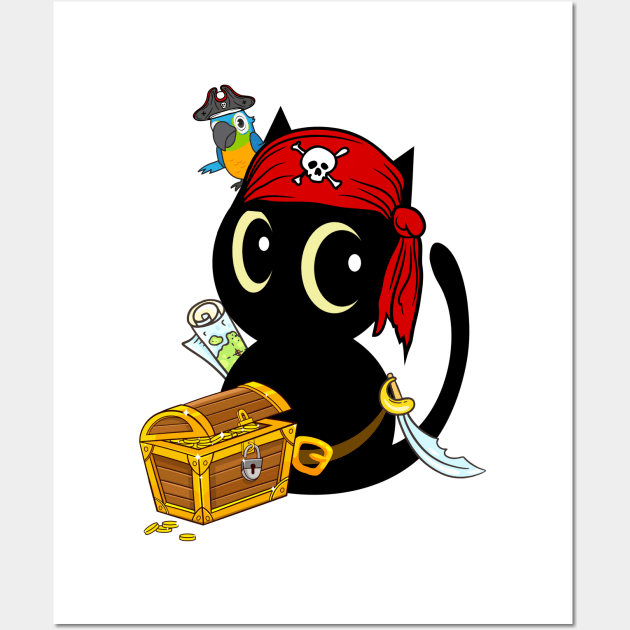 Funny Black cat is a pirate Wall Art by Pet Station